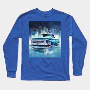 Blue water color C-10 lowrider truck Long Sleeve T-Shirt